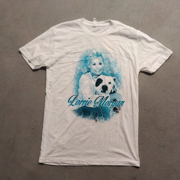 Lorrie Morgan White Cotton T Shirt Size Small Signed Next Level - Picture 1 of 12